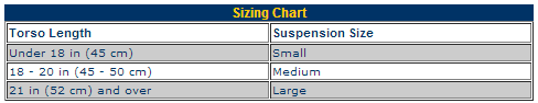 Backpack Size Chart