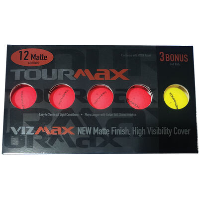 TourMax Vizmax Red Golf Balls with Bonus Sleeve - 12-Pack