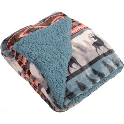 Canyon Creek Deer Tree Sherpa Lined Blanket