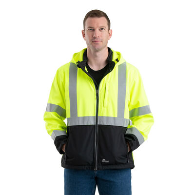 Berne Men's Hi Vis Class 3 Hooded Softshell Jacket