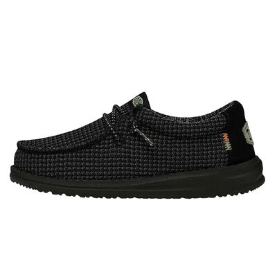 HeyDude Boys' Wally Youth Sport Mesh Black Shoes