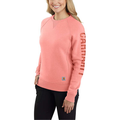 Carhartt Women's Relaxed Fit Midweight Crewneck Block Logo Sleeve Graphic Sweatshirt