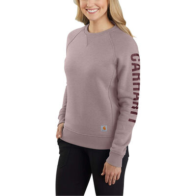 Carhartt Women's Relaxed Fit Midweight Crewneck Block Logo Sleeve Graphic Sweatshirt