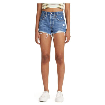 Levi's Women's 501 Medium Indigo Distressed Shorts