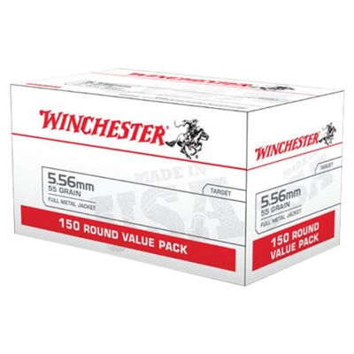 Winchester USA 5.56x45mm NATO 55 Grain FMJ Centerfire Rifle Ammo