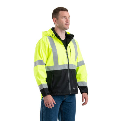 Berne Men's Hi Vis Class 3 Hooded Softshell Jacket