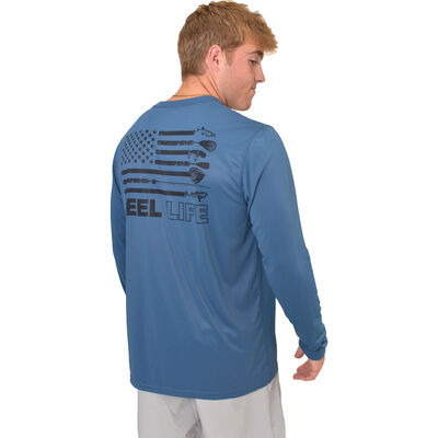 Reel Life Men's Long Sleeve Wave Flag UV Tee