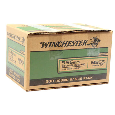 Winchester 5.56mm M855 NATO Ammo 62 Grain FMJ 200 Rounds